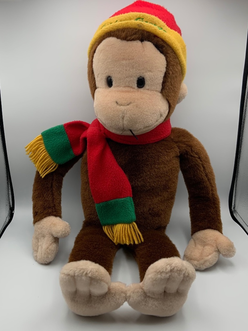 VTG Curious George Winter Hat and Scarf Jumbo 22" Large Plush Stuffed Animal